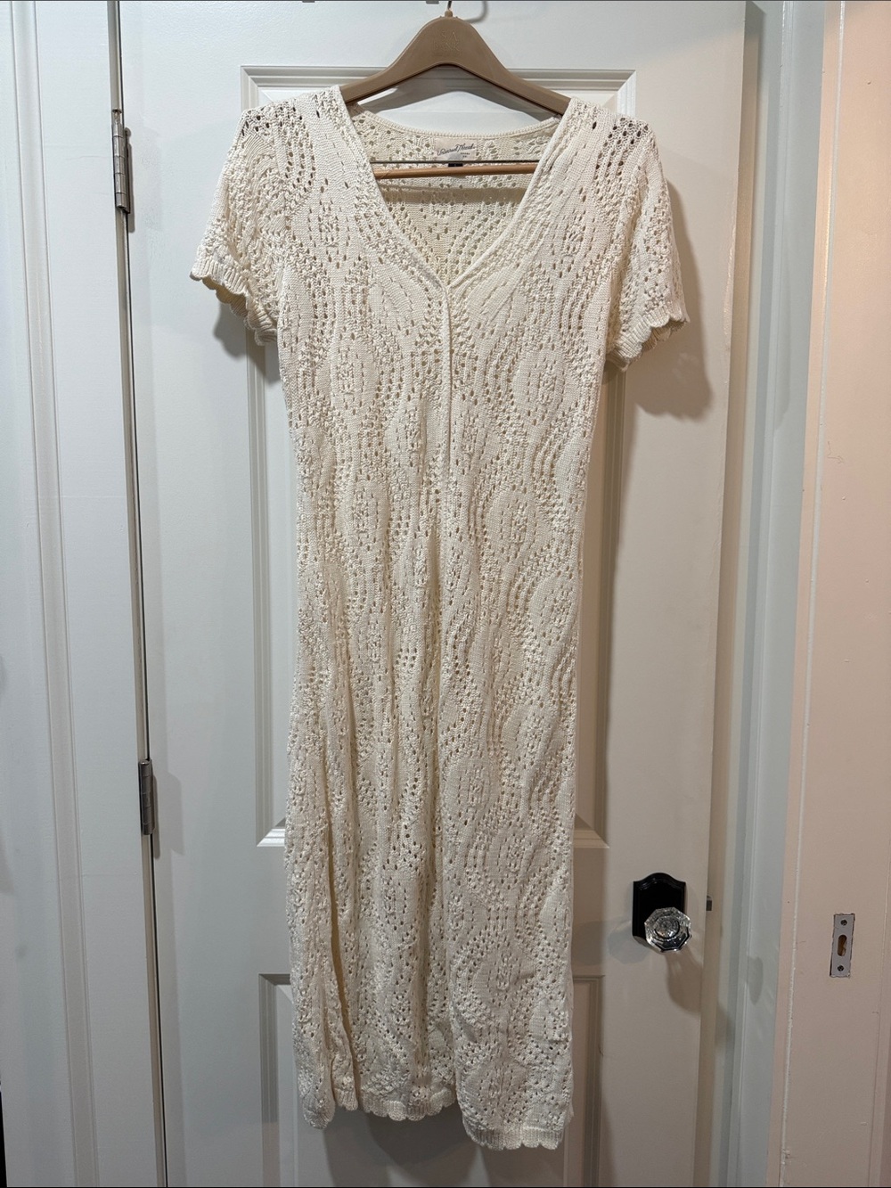 Universal Thread Cream Crochet Maxi Dress with V-Neck